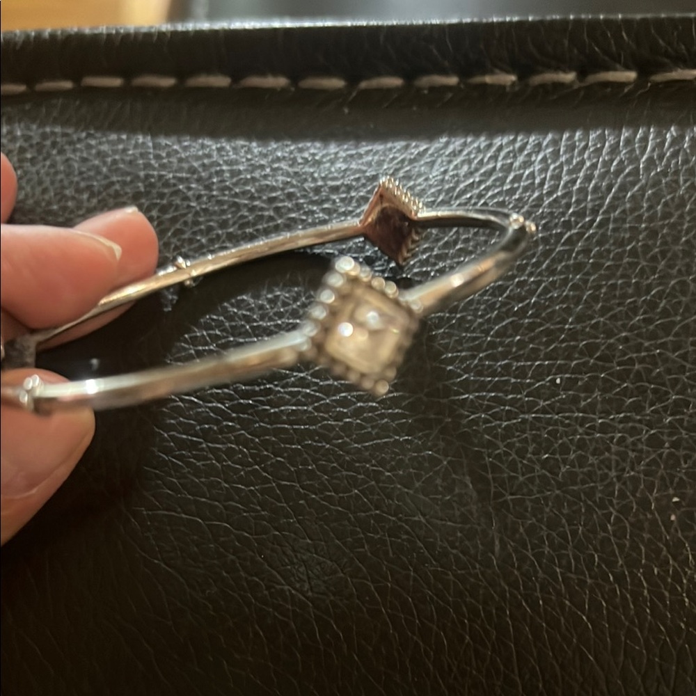 Silver Brighton Bangle with Square Accents